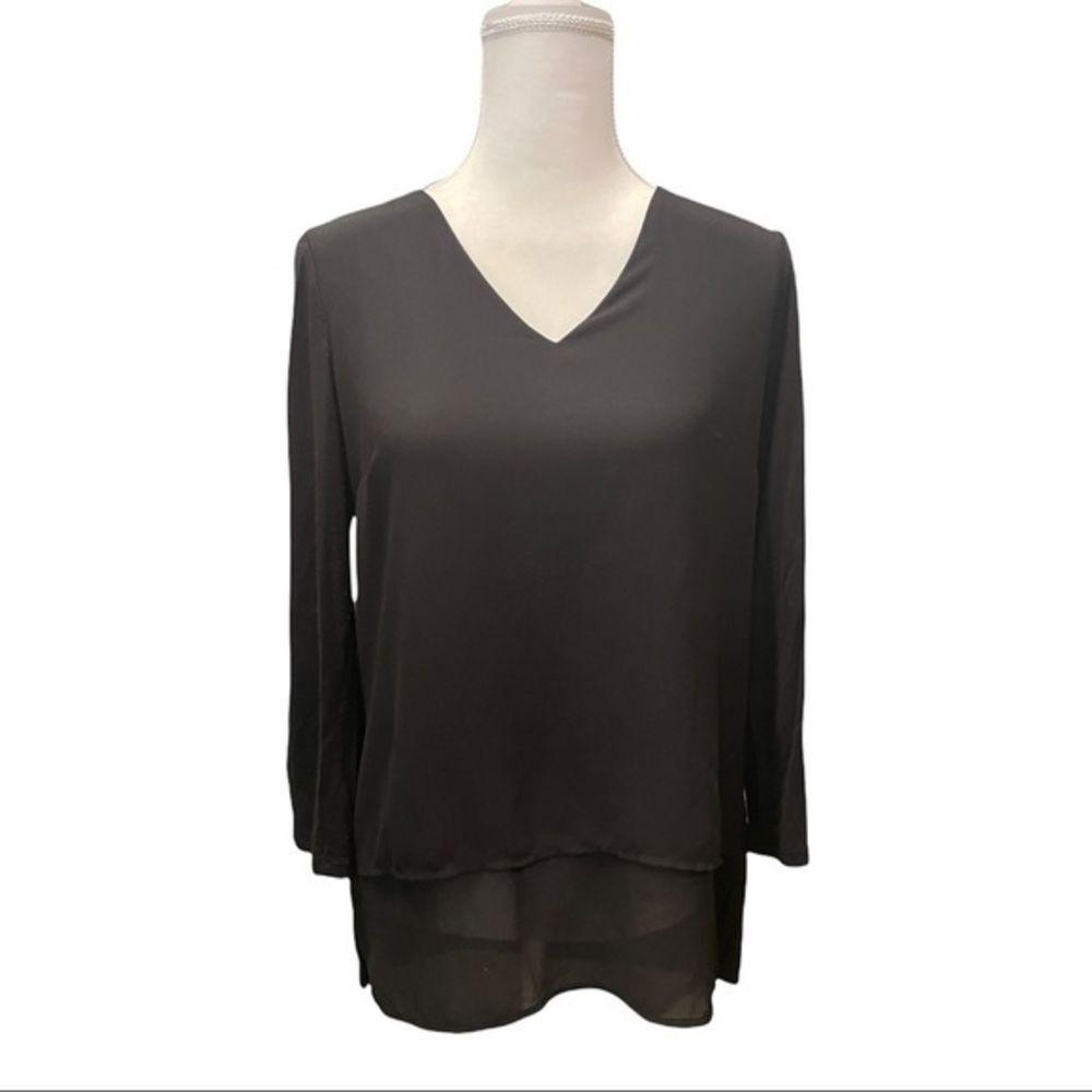 Michael Kors Black Front‎ Drape Blouse Sz Med